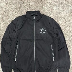 Arc'teryx Men's Black Windbreaker with Silver Accents